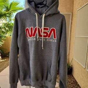Gildan Gray Sweatshirt Hoodie with NASA Logo Mens XL